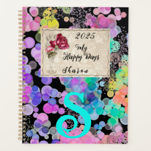 Colourful Bokeh Abstract Momogram Valentine’s Day  Planner