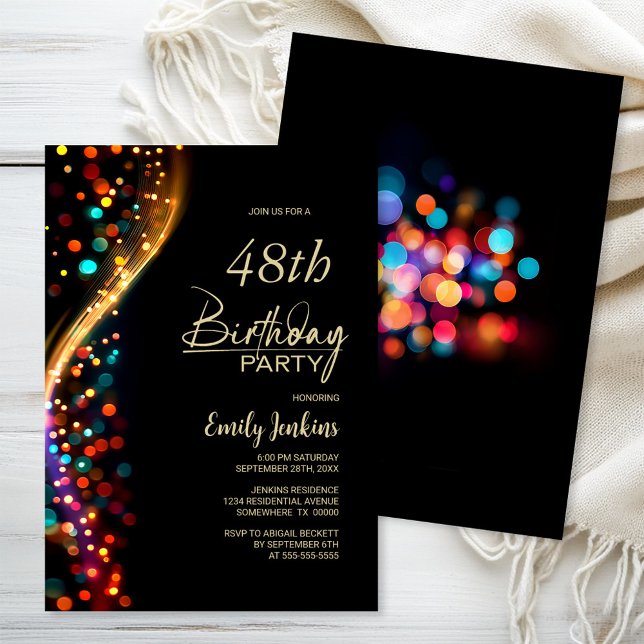 Colourful Bokeh Any Age Birthday Party Invitation (Creator Uploaded)