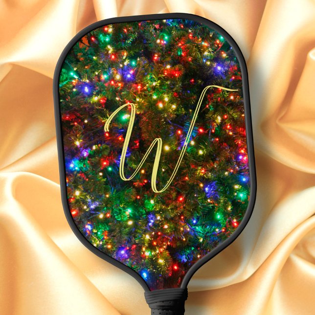 Colourful Bokeh Blurry Light Elegant Script Initia Pickleball Paddle (Creator Uploaded)