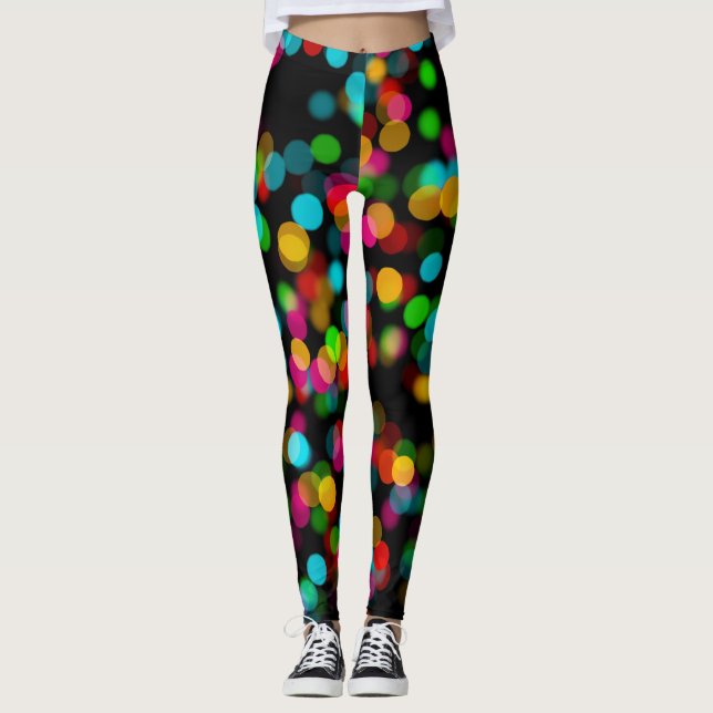 Colourful Bokeh Design Leggings (Front)