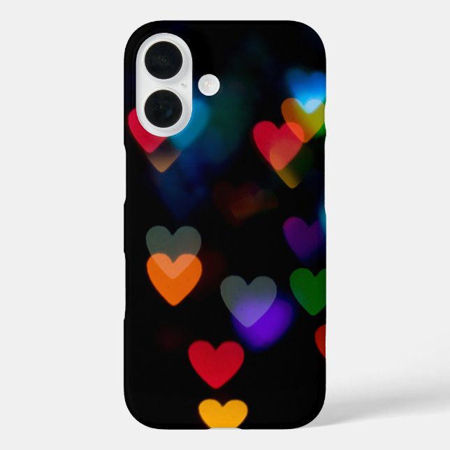 Colourful Bokeh Heart Lights On Black Case-Mate iPhone Case (Back)