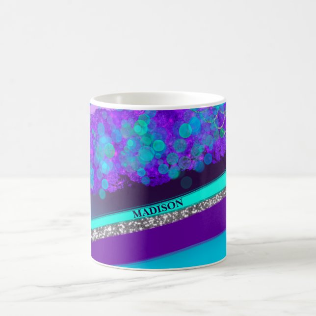 Colourful Bokeh Silver Glitter  Coffee Mug (Center)