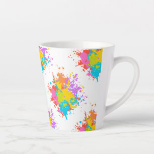 Colourful Bold Abstract Watercolor Splash Latte Mu Mug