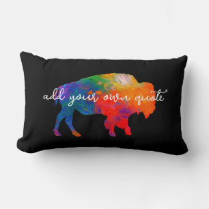 colourful bold add your own quote bison art lumbar cushion