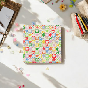 Colourful Bold Aesthetic Chequered Flower Pattern Post-it Notes