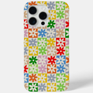 Colourful Bold Chequered Flower Y2K Pattern iPhone 15 Pro Max Case