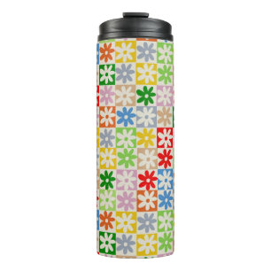 Colourful Bold Chequered Flower Y2K Pattern Thermal Tumbler