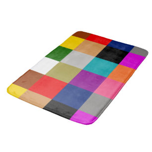 Colourful Bold Colour Blocks Pattern Design Bath Mat