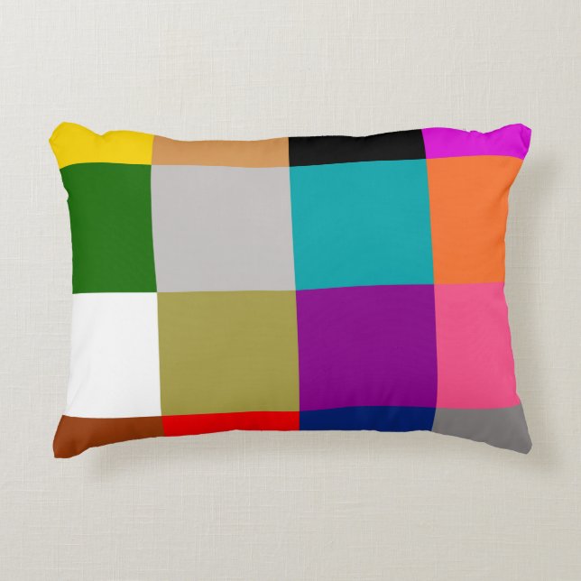 Colourful Bold Colour Blocks Pattern Design  Decorative Cushion (Front)