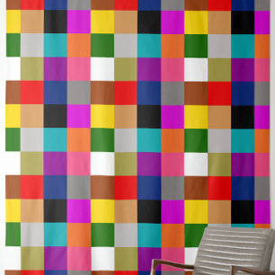 Colourful Bold Colour Blocks Pattern Design Fabric