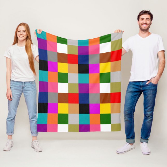Colourful Bold Colour Blocks Pattern Design  Fleece Blanket (Creator Uploaded)