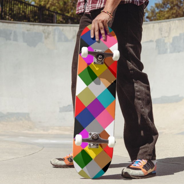 Colourful Bold Colour Blocks Pattern Design  Skateboard (Creator Uploaded)