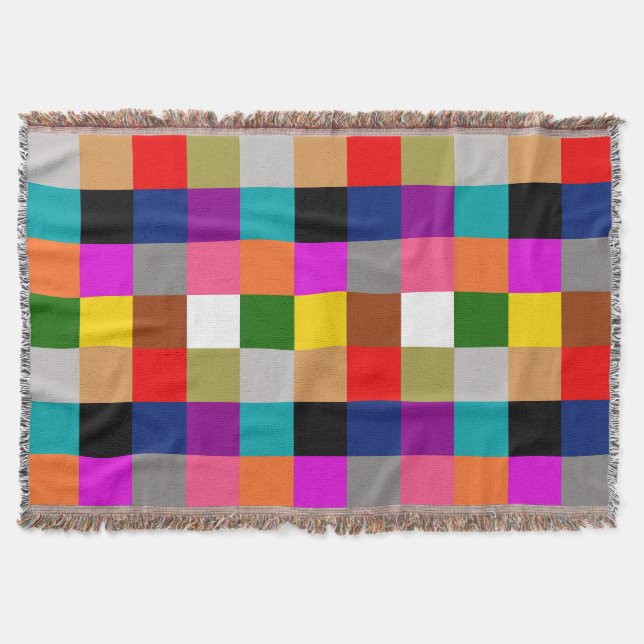 Colourful Bold Colour Blocks Pattern Design  Throw Blanket (Front)