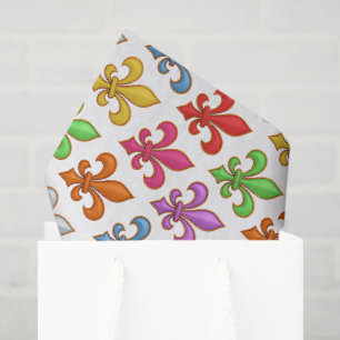 Colourful Bold Fleur-de-lis Flowers White Tissue Paper