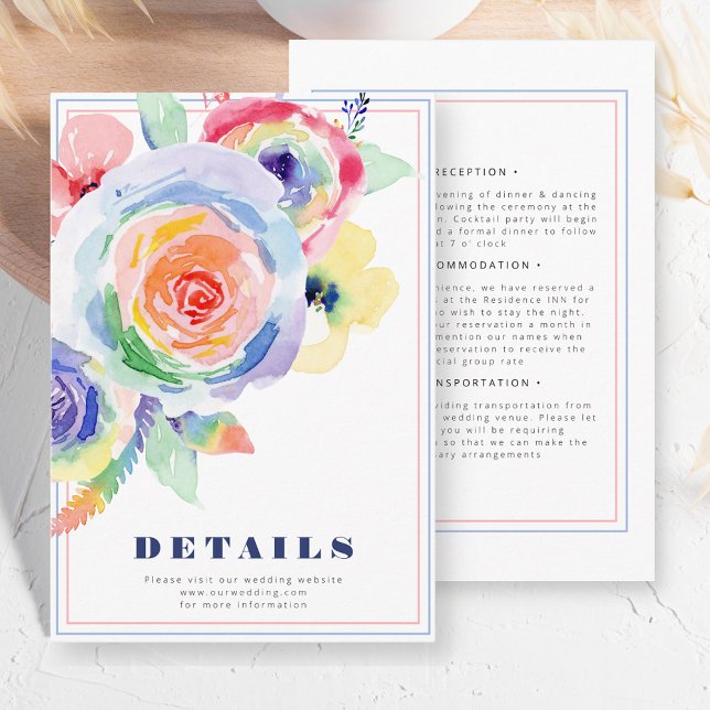 Colourful Bold Flower LGBTQ Wedding Details Enclosure Card (Creator Uploaded)