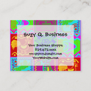 Colourful Bold Funky Animals Patchwork Pattern Business Card