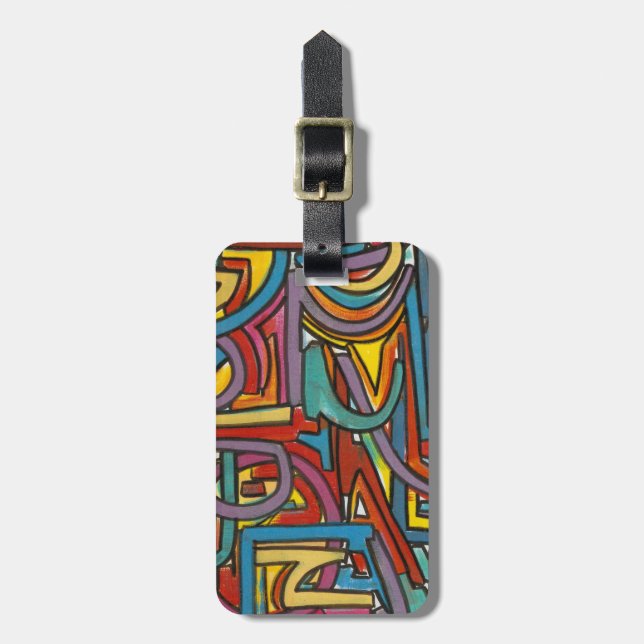 Colourful Bold Geometric Abstract Modern Art Luggage Tag (Front Vertical)