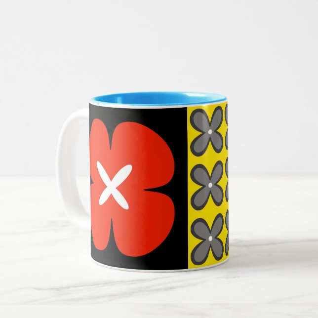 colourful bold graphic floral CaféOlé 11oz. mug (Front Left)