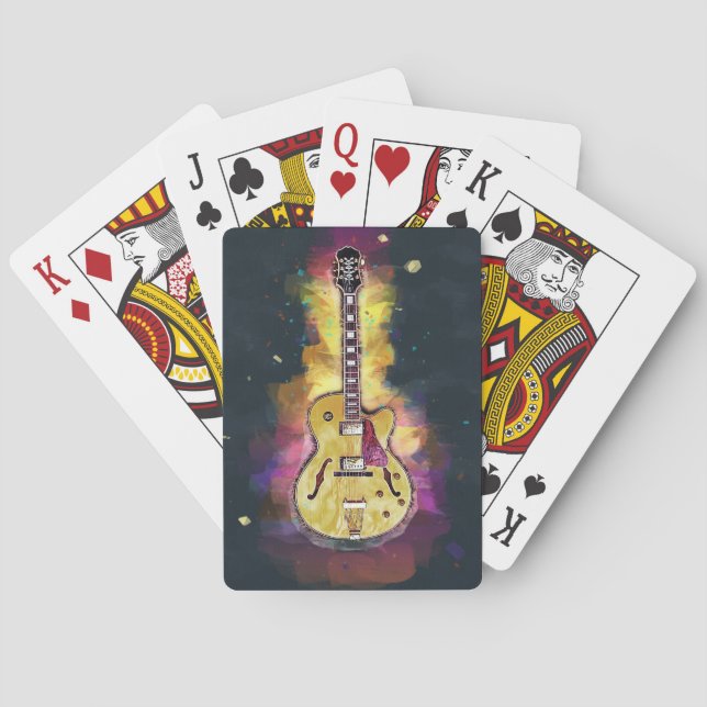 Colourful Bold Guitar Abstract Painting Playing Cards (Back)