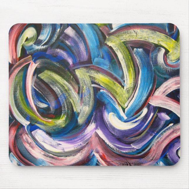 Colourful Bold Hand Painted Brushstrokes Mouse Pad (Front)