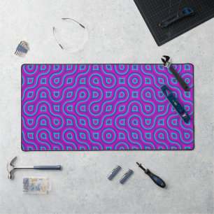 Colourful Bold Jewel Tone Abstract Truchet Pattern Desk Mat