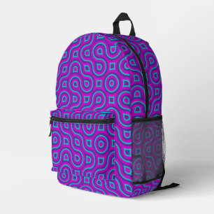 Colourful Bold Jewel Tone Abstract Truchet Pattern Printed Backpack