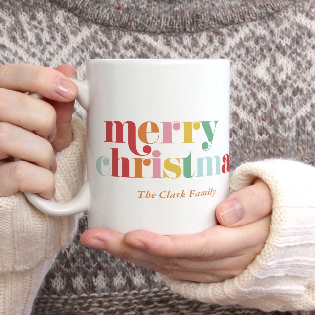 Colourful Bold Lettering "Merry Christmas" Photo Coffee Mug (Creator Uploaded)