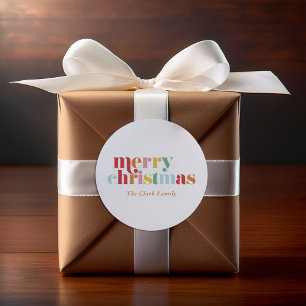 Colourful Bold Letters "Merry Christmas" Classic Round Sticker