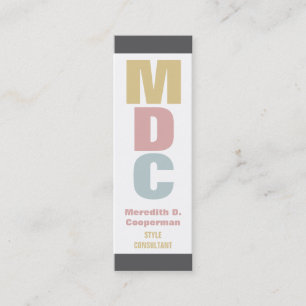 Colourful Bold Mod Monogram Mini Business Card