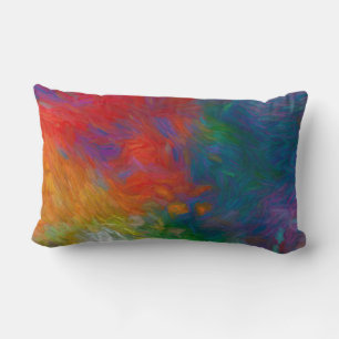 colourful bold modern abstract art red and blue  lumbar cushion