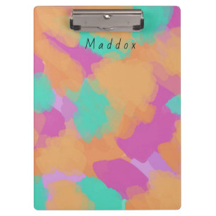 Colourful Bold Modern Artist Pattern + Custom Name Clipboard