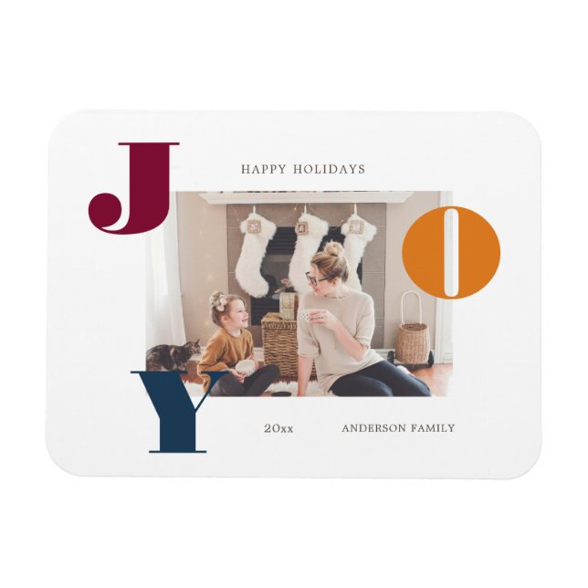 colourful bold modern script photo holiday  magnet (Horizontal)