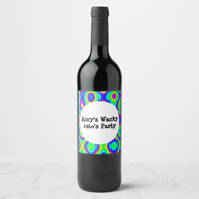 Colourful Bold Neon Abstract Wine Label (Front)