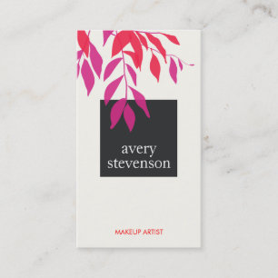 Colourful Bold Pink and Red Leaves Modern Beauty Business Card