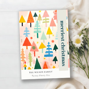 Colourful Bold Retro Abstract Christmas Landscape Holiday Card