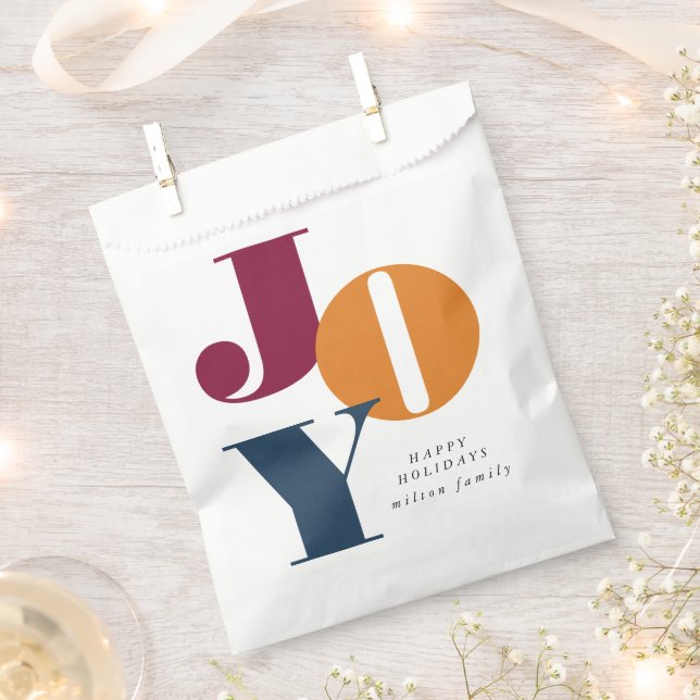 Colourful Bold Script Joy Holiday Favour Bag (Clipped)