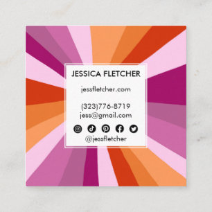 Colourful Bold Stripes Minimalist Pink Social Icon Square Business Card