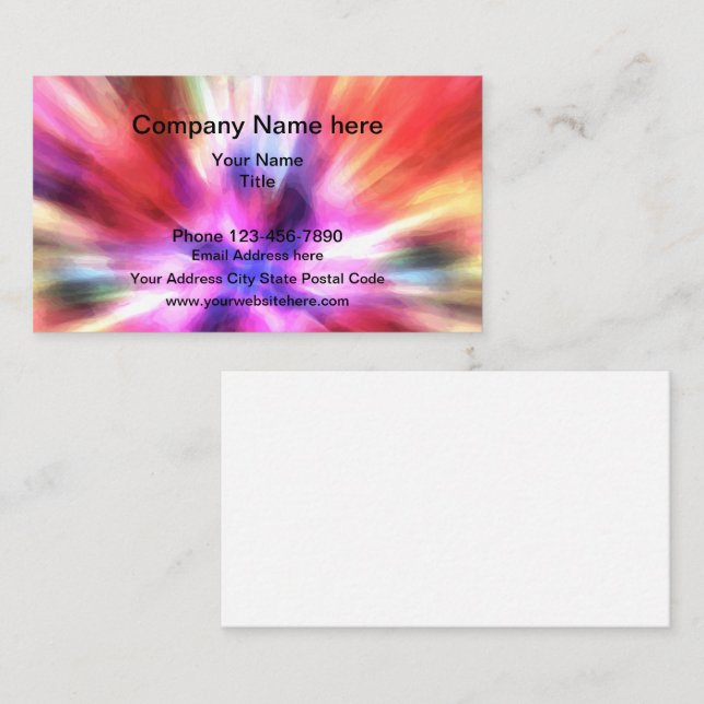 Colourful Bold Tie Dye Style Business Card (Front/Back)
