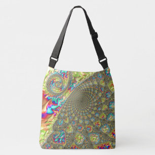 Colourful Bold Vibrant Groovy Trippy Fractal Spira Crossbody Bag