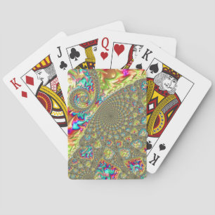 Colourful Bold Vibrant Groovy Trippy Fractal Spira Playing Cards