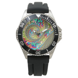 Colourful Bold Vibrant Groovy Trippy Fractal Spira Watch