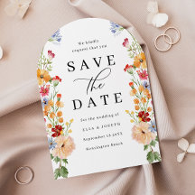 Colourful Bold Wildflowers Wedding Save The Date