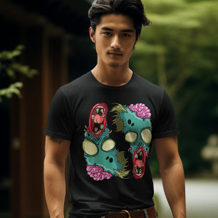 Colourful Bold Zombies w/ Brains Exposed Cool Mens T-Shirt