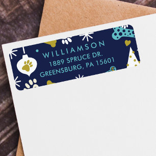 Colourful Bone, Paw Print, Snowflake Pet Pattern Return Address Label