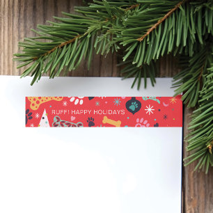 Colourful Bone, Paw Print, Snowflake Pet Pattern Wrap Around Label