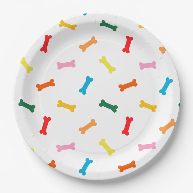 Colourful Bones Dog Biscuits Party Plates For Dogs (Front)