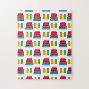 Colourful Book Pile Pattern Jigsaw Puzzle