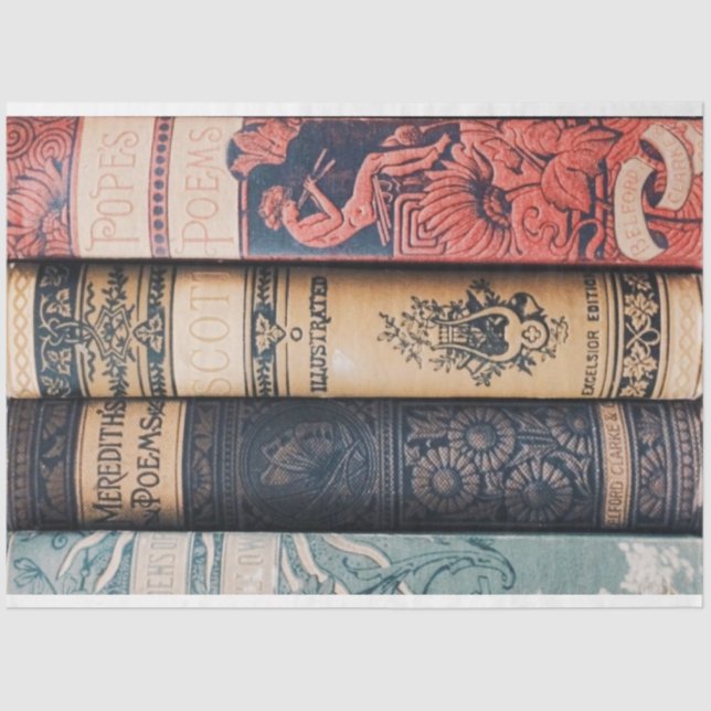 Colourful Book Spines Junk Journal Decoupage Paper (Front)