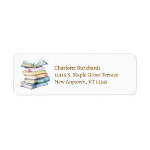 Colourful Books Illustration Return Address Label