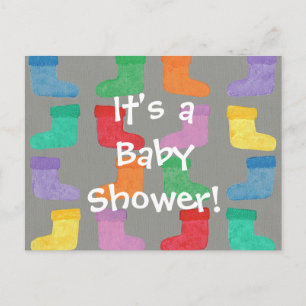 Colourful Boots Baby Shower Invitations for Him